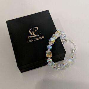 NWOT Women's Lady Colour Bracelet Bangle Silver with Reflective Details